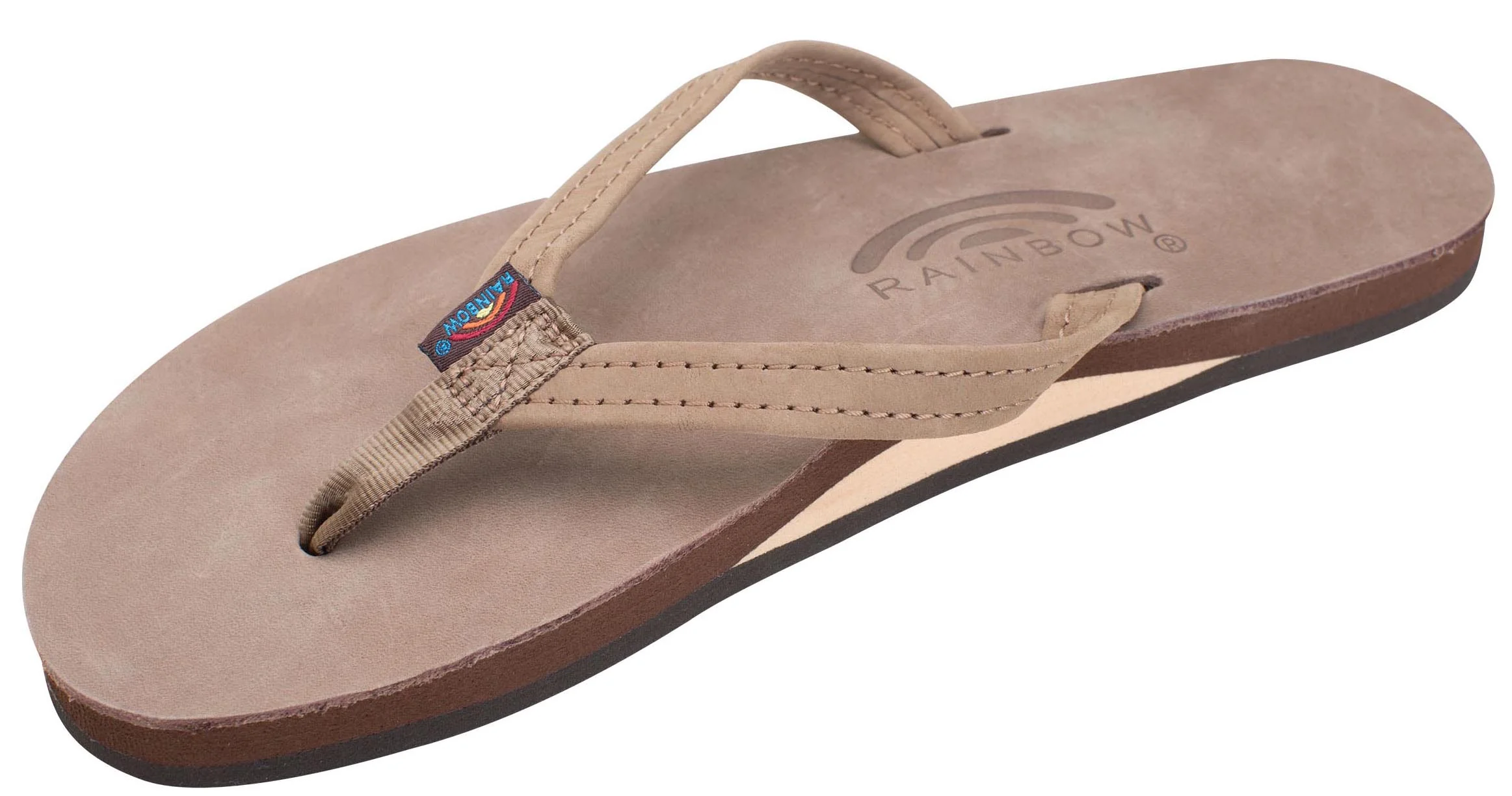 Rainbow - Women's Single Layer Leather Sandals | Dark Brown (Narrow Strap) - Image 2