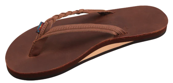 Rainbow - Women's Braidy Single Layer Leather Sandals | Redwood - Image 2